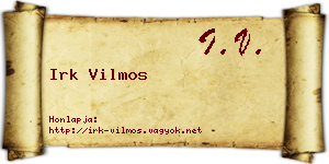 Irk Vilmos névjegykártya